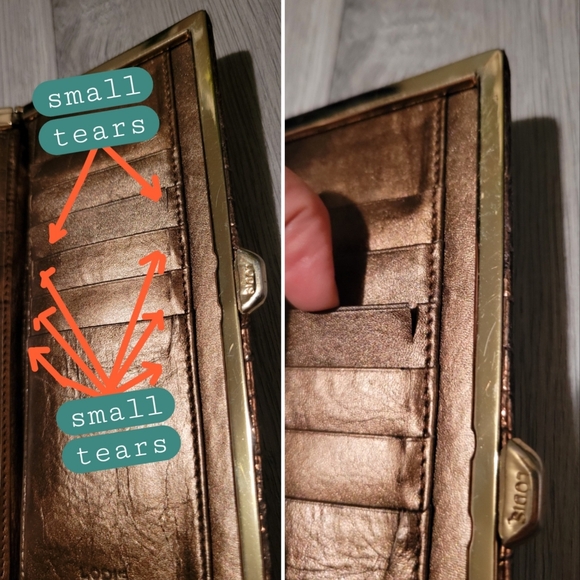 Lodis Vintage Bronze Metallic Croc Embossed Gold Framed Long Wallet, 7.5"x3.5" - Picture 8 of 16